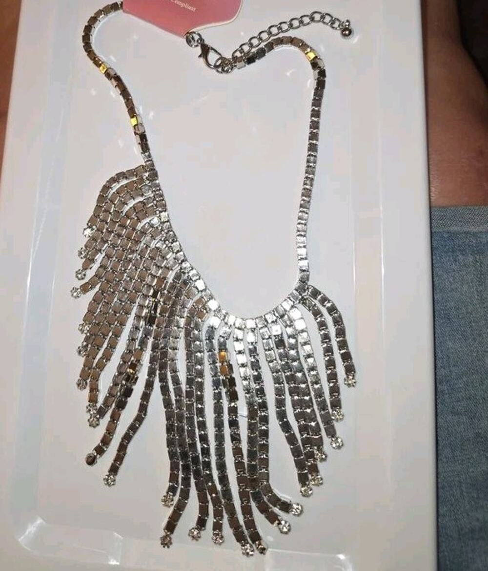 Edge Brand Silver-Tone Fringe Necklace